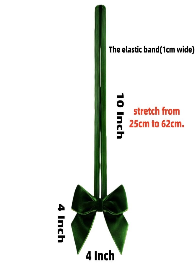 Meseey 24 Pcs 10 Inch Elastic Christmas Bow for Gift Wrapping Stretch Loops with Pre Tied Velvet Bows for Christmas Boxes Wrapping Party Wedding Decor(Dark Green) - Image 2
